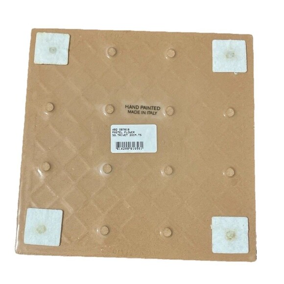 Italian Hand  Painted tile/trivet Made in Italy Vitage Blue Green Flower glazed - Picture 11 of 16